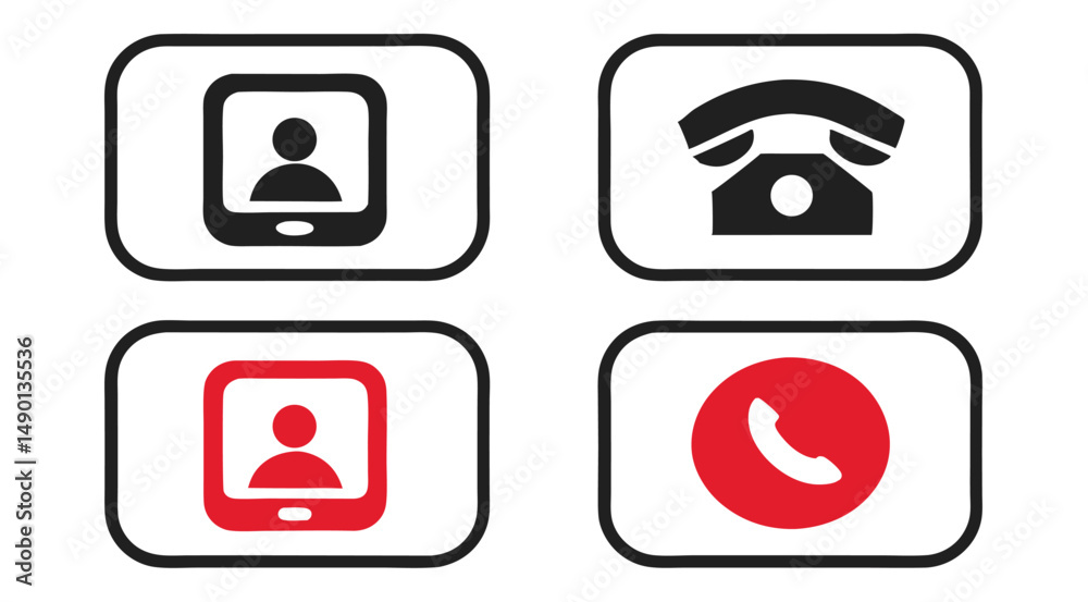 Video Call and Communication Icons – Flat UI Style Vector Set Video Call and Communication Icons – Flat UI Style Vector Set