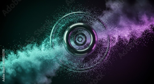 Abstract circular design with swirling particles