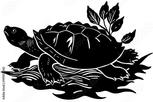 Mata mata turtle silhouette design with bizarre features vector illustration, mata mata turtle, turtle, silhouette, vector, outline, animal, reptile, nature, wildlife, creature, design, art, illustrat