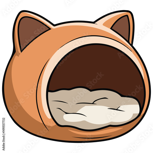 Cat bed pet furniture isolated vector illustration on white background