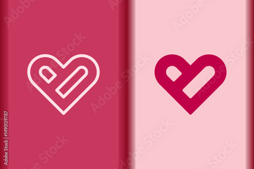 Vector heart, love icon minimal flat simple pink heart concept symbols. Line and object shape creative logo design isolated on background.