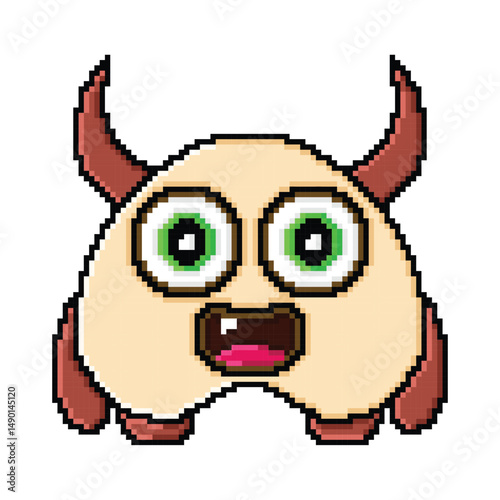 pixel art happy monster design 