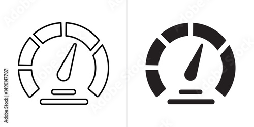 Speedometer line and solid web icon set. Vector illustration