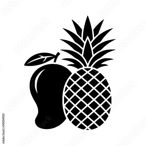 Pineapple and mango silhouette