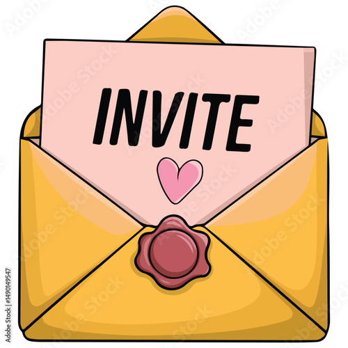 Invitation card flat design isolated vector illustration on white background
