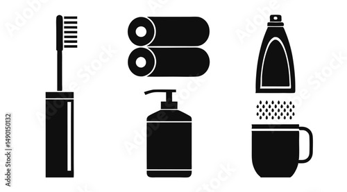 Bathroom Essentials Silhouettes – Vector Hygiene and Toiletry Icons
