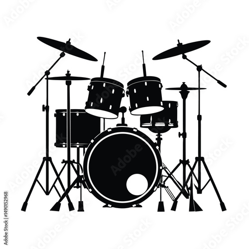 Musical Instruments Silhouette of Drum Kit