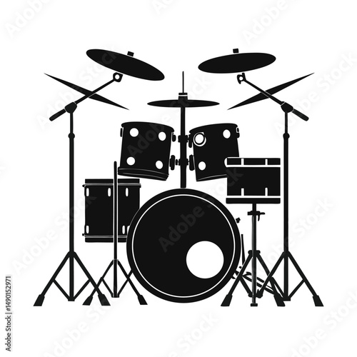 Black Silhouette Drum Kit for Musicians