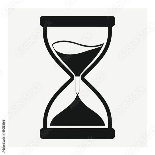 Simple Hourglass Icon in Black and White Theme