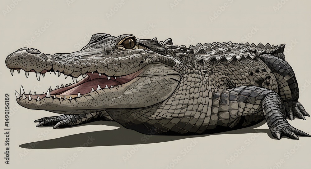 Fototapeta premium Alligator with Open Mouth Illustration