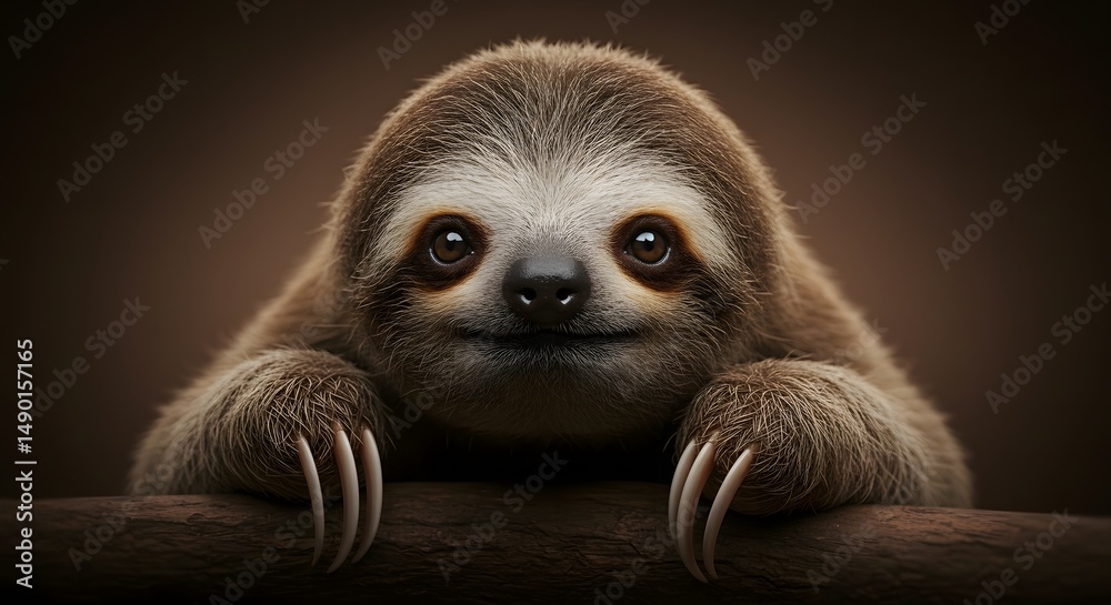 Fototapeta premium Cute Sloth Portrait on Branch