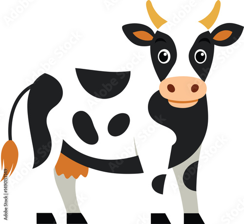 Cute Cartoon Cow Farm Animal Illustration