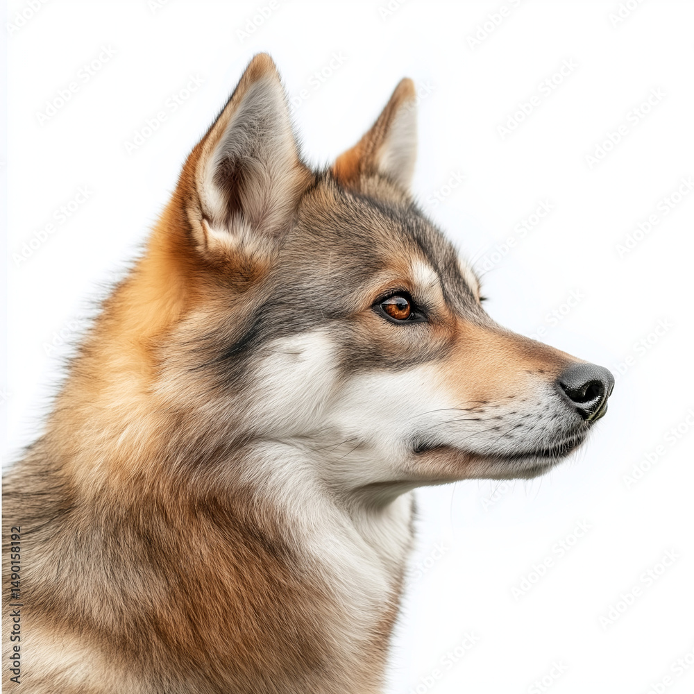 Obraz premium A Doberman dog standing confidently, isolated on a white background, highlighting its sleek, muscular body and alert expression. 