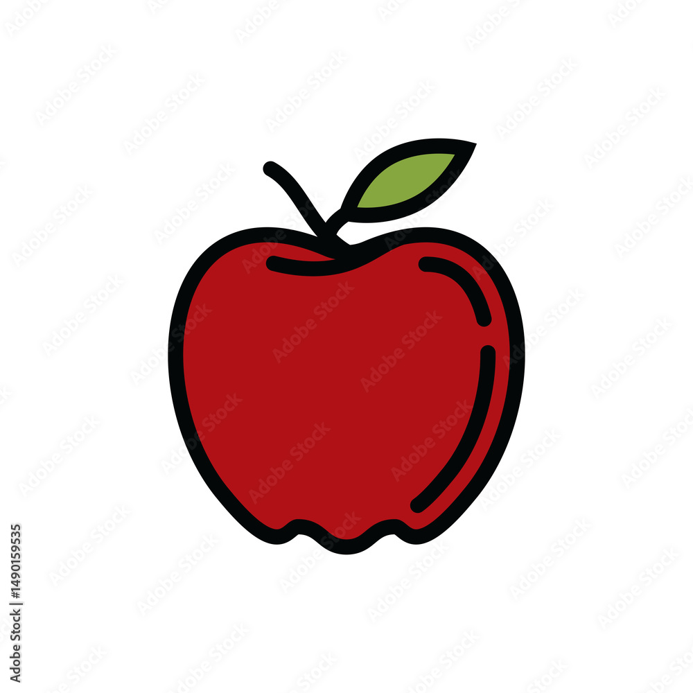 Fototapeta premium Contour icon of a ripe green apple. A design element.