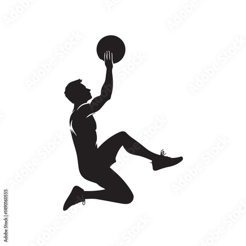 silhouette of people exercising, training muscles, body building, editable vector image