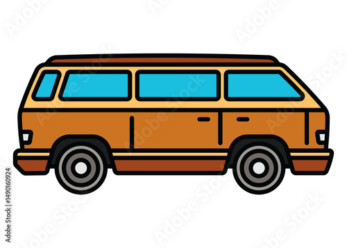 An old travel van. A contour icon. A design element.
