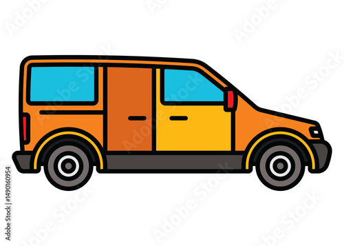 A passenger car. A contour icon. A design element.