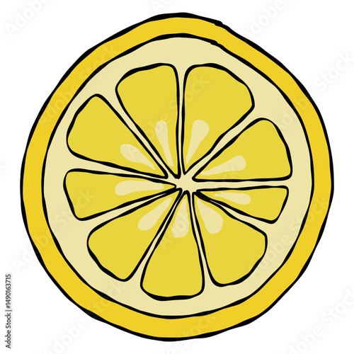 Hand drawn slice of lemon whimsical style