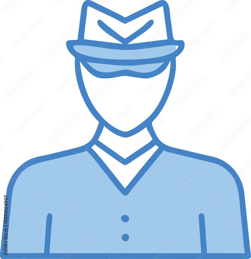 Obraz premium Blue Line Art Driver Icon Avatar Person