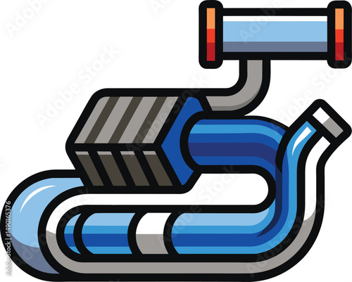Blue Turbo Engine Cartoon Illustration