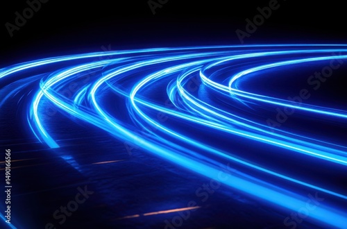 Abstract digital transformation symbol with blue neon
