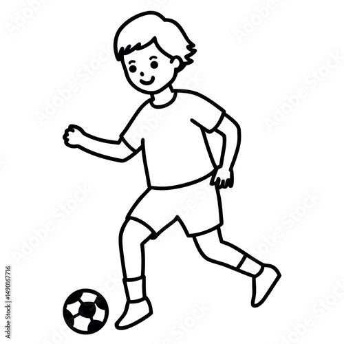 


         child who play football. vector illustration .
