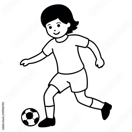 


         child who play football. vector illustration .
