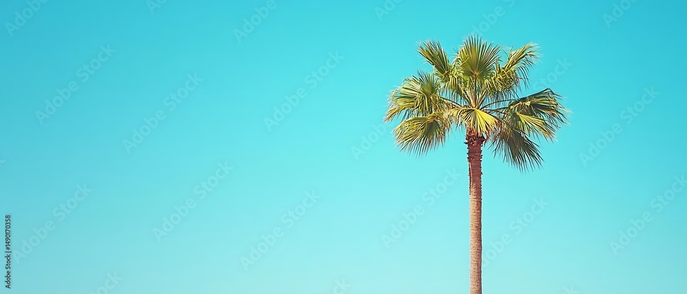 Fototapeta premium Palm tree, blue sky, summer