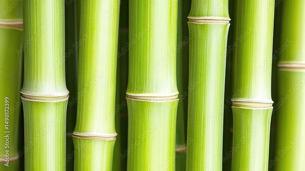 Obraz premium Close-up view of vibrant green bamboo stalks.