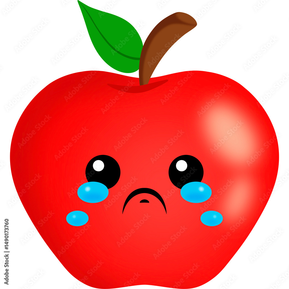 Fototapeta premium Apple Crying Face Cartoon