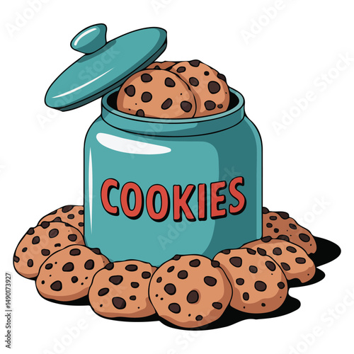 Hand drawn ceramic cookie jar isolated vector illustration on white background