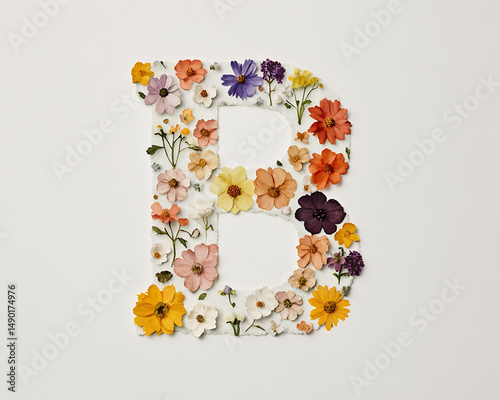 Floral Letter B Alphabet Design.