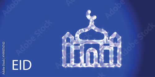 Eid al-Adha Mubarak Low Poly Art – Islamic Festival Greeting with Modern Geometric Design	