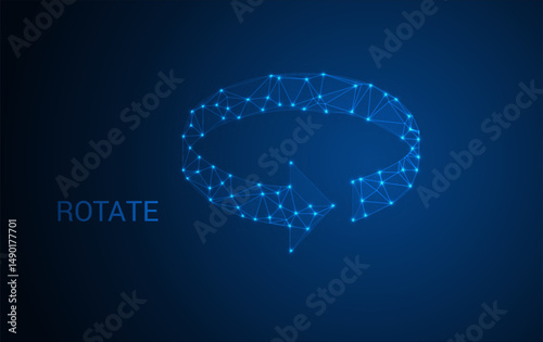 Rotate Icon Made of Glowing Blue Polygonal Lines – Futuristic Technology Symbol, Refresh Arrow Digital Loop Concept