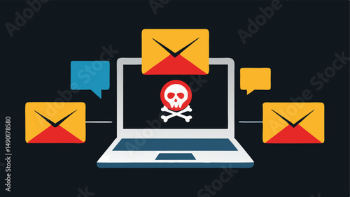 Laptop receiving malicious emails phishing scam