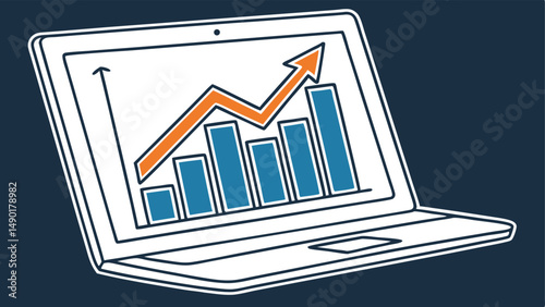 Laptop screen showing positive growth chart data analytics