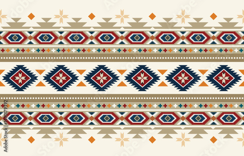 Ethnic tribal Aztec colorful background. Seamless tribal pattern, folk embroidery, tradition geometric Aztec ornament. Traditional design for fabric, textile, print, rug, paper