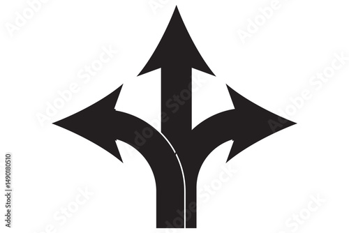 Three ways, icon in line design. Three, ways, direction, choice, path, junction, split on white background vector. Three ways editable stroke icon EPS 10
