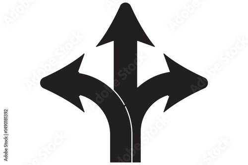 Road traffic direction arrows flat set. You-turn, left, right, two way, three way transportation direction arrow symbol. decision icon vector Trafic way icon isolated Road arrow Sketch EPS 10