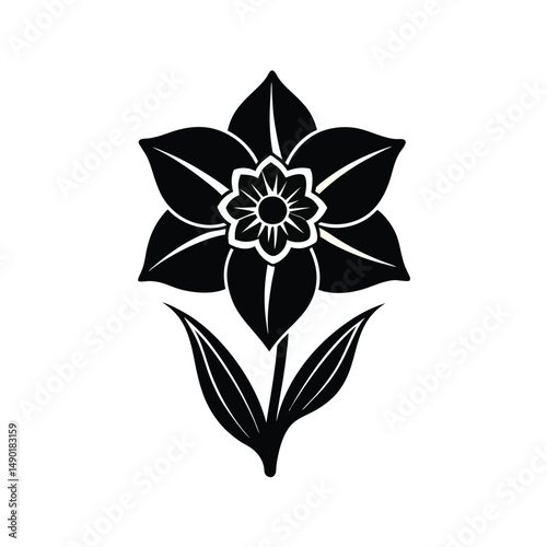 narcissus flower silhouette on white background