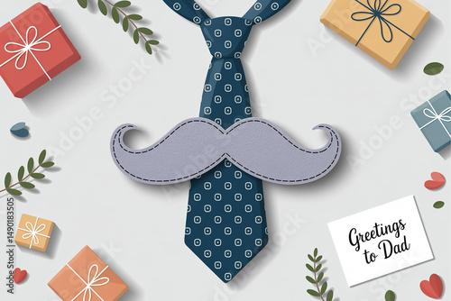 Father's Day Greeting Card with Traditional Gifts