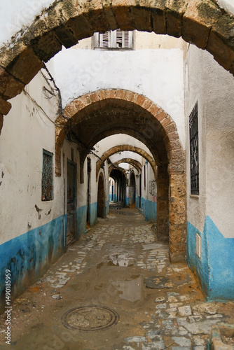 Fototapet La Medina fortificata di Bizerta affacciata sul porto turistico della città sul Mar Mediterraneo