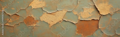 Worn Multicolor Plaster Wall Texture with Cracking and Fading