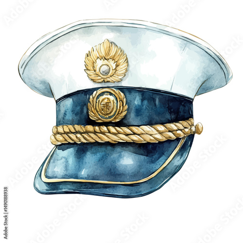 watercolor of Naval Officers Epaulette, vector high quality, isolated on a white background.