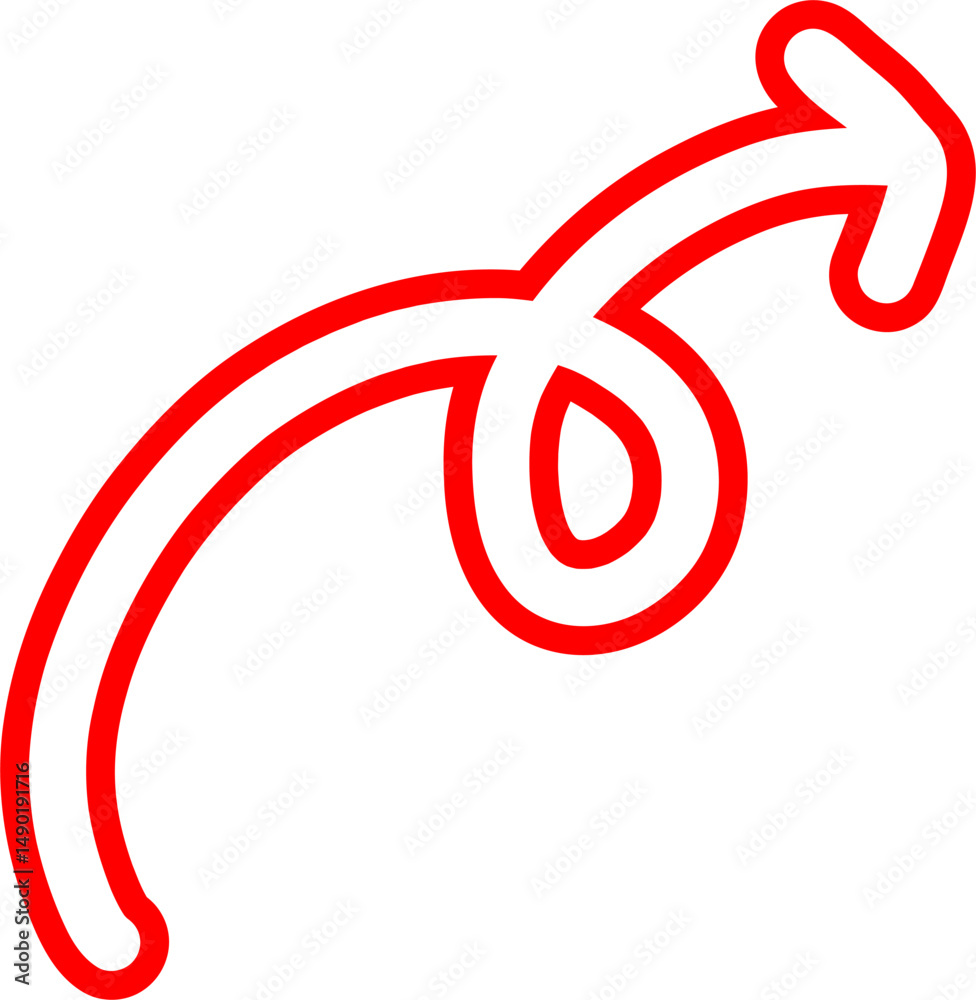 Obraz premium Arrow In Hand Drawn Red Outline Format