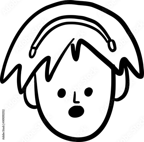 Head of People Black and White Hand Drawn Style. Ordinary People