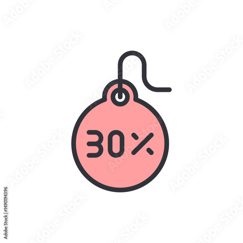 Promotional Thirty Percent Discount Tag Illustration For Marketing Offer