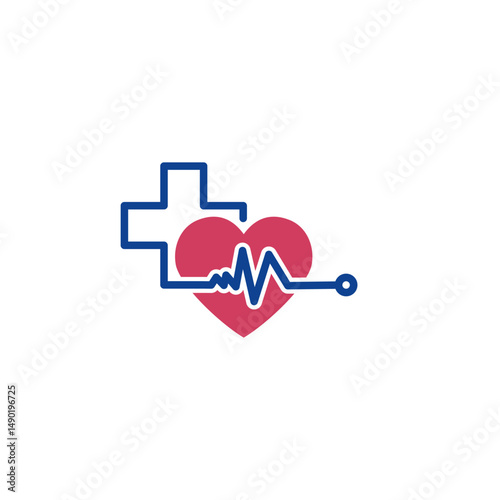 Medical Heart logo icon vector template. Medical logo with Heart