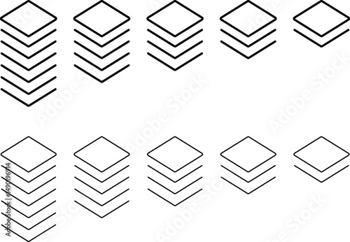 Layer icon set. high comfort structure symbol. business growth infographic layers. Presentation sign