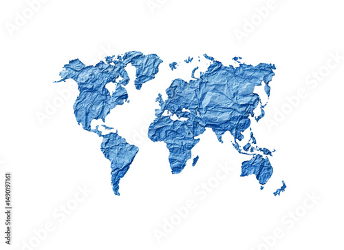 Blue Crinkled World Map